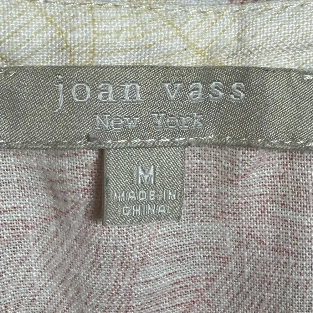 Joan Vass Sleeveless Dress Size Medium 100% Linen Floral Maxi Beach Casual